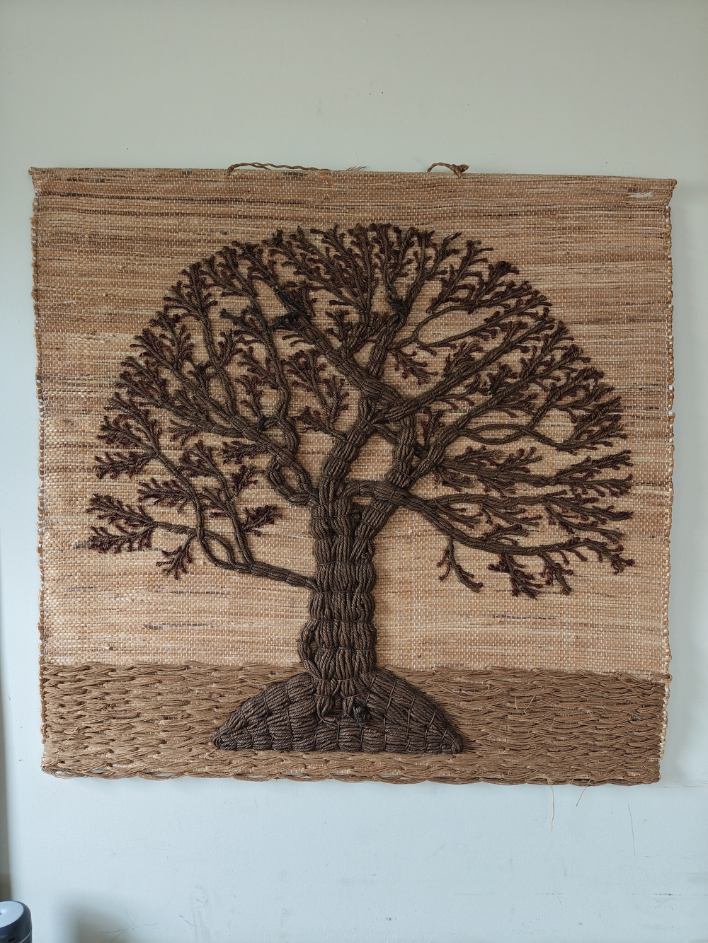 Handwoven Natural Jute Tree Wall Hanging - Brown